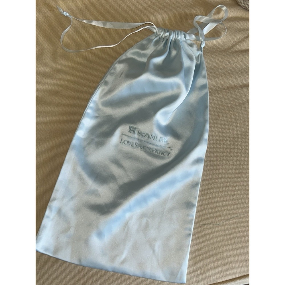 Stanley X Loveshackfancy  blue satin drawstring bag